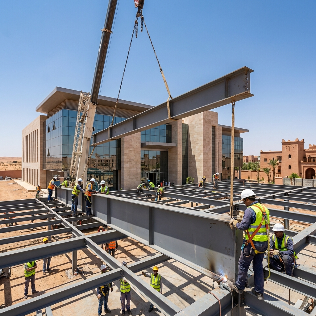 Couverture Terrain Padel Couverture terrain de padel en acier galvanisé avec toile PVC blanche au Maroc